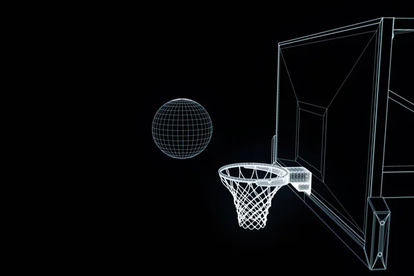 Basket Basket in futuristic Hologram Style (en inglés). Niza 3D Render — Foto de Stock