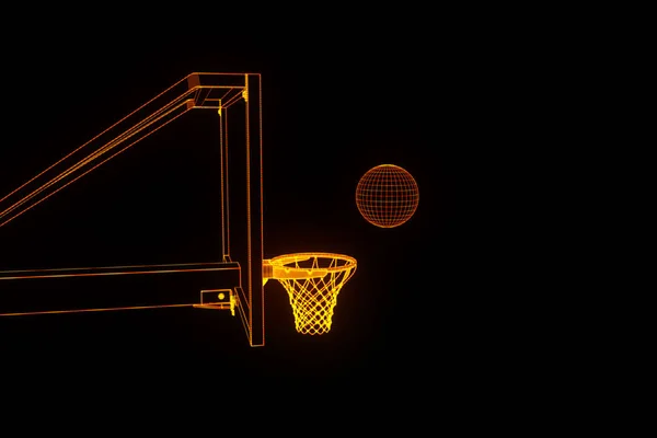 Basketbal Basket in futuristische Hologram stijl. Mooie 3d Render — Stockfoto