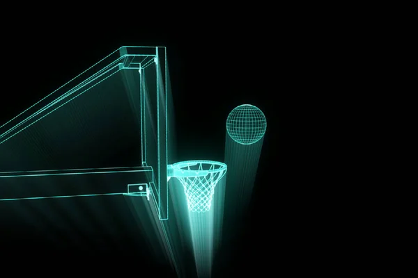 Basketballkorb im futuristischen Hologrammstil. schöne 3D-Darstellung — Stockfoto