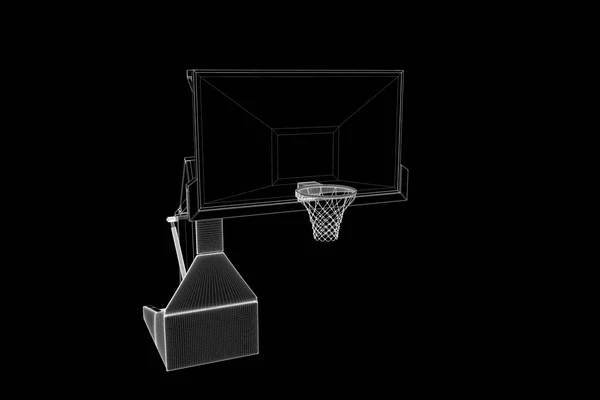 Basketbalový koš ve futuristickém stylu Hologram. Pěkný 3d vykreslení — Stock fotografie