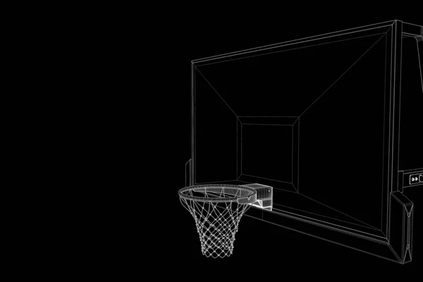 Basketballkorb im futuristischen Hologrammstil. schöne 3D-Darstellung — Stockfoto