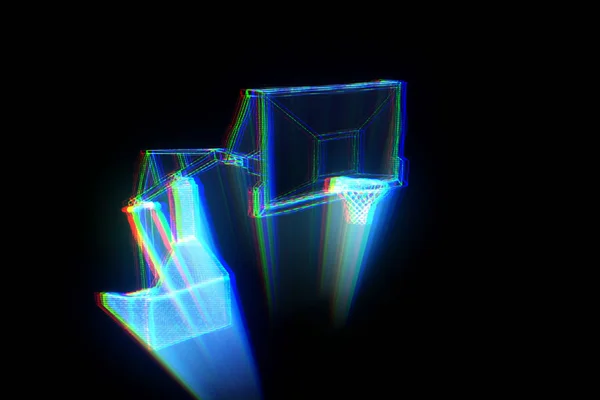 Basket Basket in futuristic Hologram Style (en inglés). Niza 3D Render — Foto de Stock