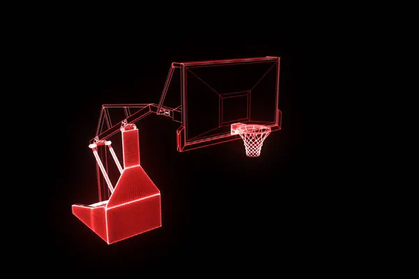 Καλάθι μπάσκετ με φουτουριστικό στυλ ολόγραμμα. Ωραία 3d καθιστούν — Φωτογραφία Αρχείου
