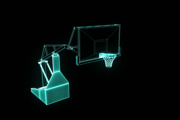 Баскетбольная баскетбольная корзина в стиле футуристической голограммы. Nice 3D Render — стоковое фото