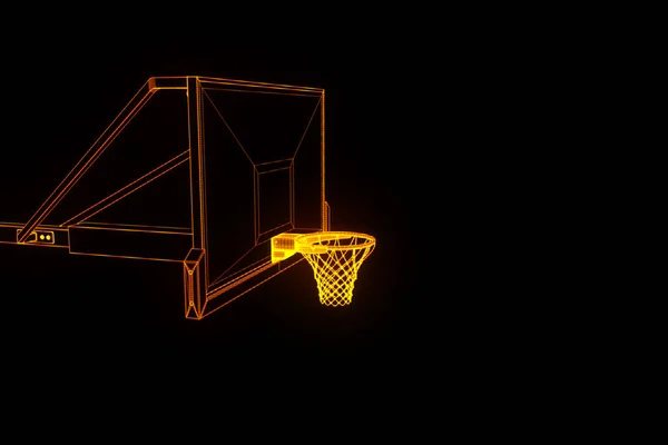 在未来的全息图风格的篮球筐。漂亮的 3d 渲染 — 图库照片