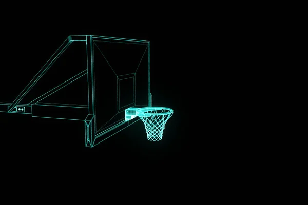 미래의 홀로그램 스타일에서 농구 바구니입니다. 멋진 3d 렌더링 — 스톡 사진