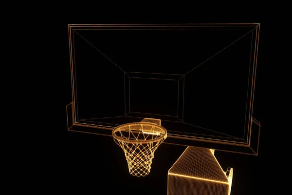 Баскетбольний баскетбол у стилі футуристичної голограми. Хороший 3D рендеринг — стокове фото