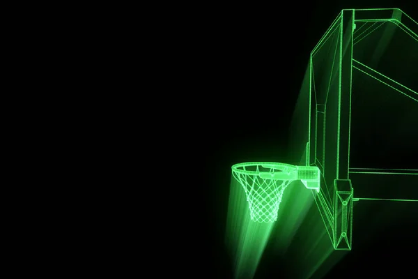 Баскетбольний баскетбол у стилі футуристичної голограми. Хороший 3D рендеринг — стокове фото