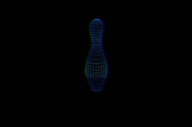 Hologram tel kafes tarzı bowling Pin. Güzel 3d render