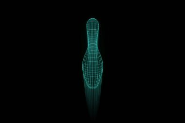 Hologram tel kafes tarzı bowling Pin. Güzel 3d render