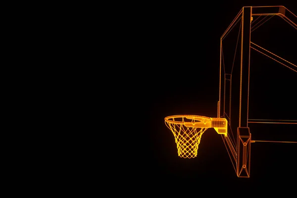 Basketballkorb im futuristischen Hologrammstil. schöne 3D-Darstellung — Stockfoto