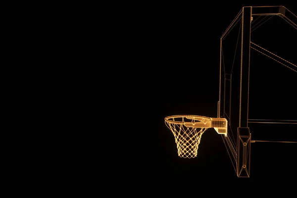 Καλάθι μπάσκετ με φουτουριστικό στυλ ολόγραμμα. Ωραία 3d καθιστούν — Φωτογραφία Αρχείου