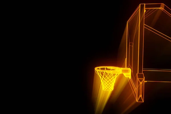 Koszykówka kosz w futurystycznym stylu Hologram. Fajny Render 3d — Zdjęcie stockowe