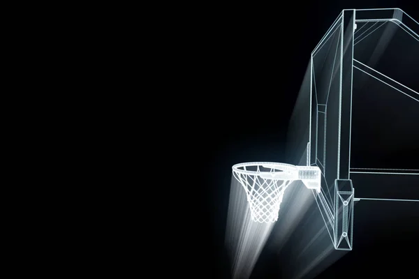 Basketballkorb im futuristischen Hologrammstil. schöne 3D-Darstellung — Stockfoto