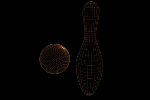 Épinglette de bowling en style Wireframe hologramme. Belle rendu 3D — Photo