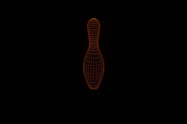 Bowling Pin in Hologram Wireframe stijl. Mooie 3D-Rendering — Stockfoto