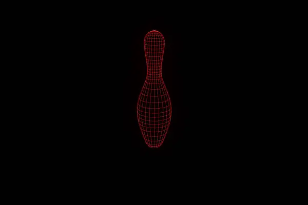 Bowling Pin in Hologram Wireframe stijl. Mooie 3D-Rendering — Stockfoto