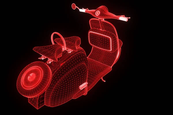 Motorroller in Hologram Wireframe Style. Nice 3D Rendering — Stock Photo, Image
