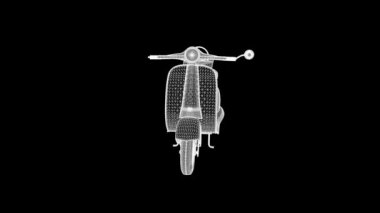 Hologram tel kafes tarzı Motorroller. Güzel 3d render
