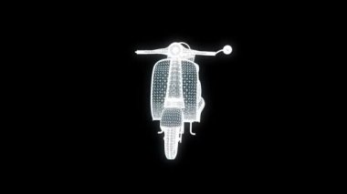 Hologram tel kafes tarzı Motorroller. Güzel 3d render