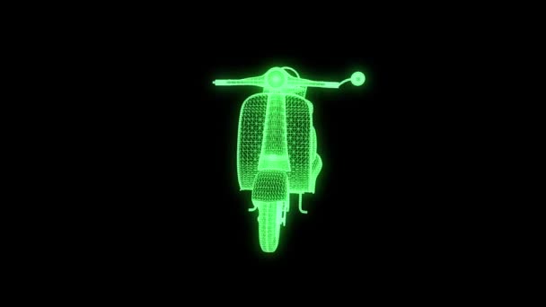 Motorroller em holograma Wireframe Style. Boa renderização 3D — Vídeo de Stock