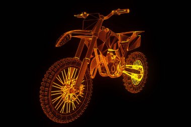 Motosiklet Hologram tel kafes tarzı. Güzel 3d render