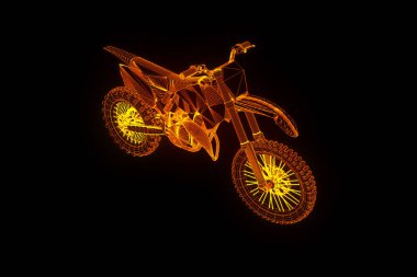 Motosiklet Hologram tel kafes tarzı. Güzel 3d render