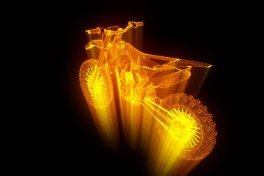 Motosiklet Hologram tel kafes tarzı. Güzel 3d render