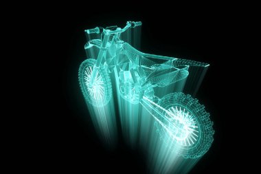 Motosiklet Hologram tel kafes tarzı. Güzel 3d render