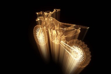 Motosiklet Hologram tel kafes tarzı. Güzel 3d render