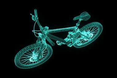 Hologram tel kafes tarzı dağ bisikleti. Güzel 3d render
