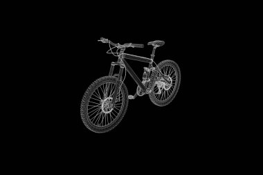 Hologram tel kafes tarzı dağ bisikleti. Güzel 3d render