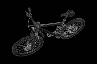 Hologram tel kafes tarzı dağ bisikleti. Güzel 3d render