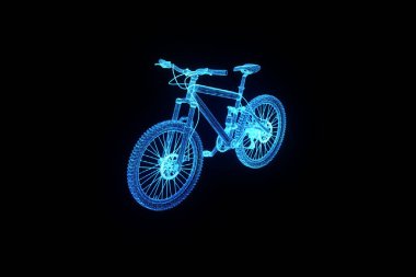 Hologram tel kafes tarzı dağ bisikleti. Güzel 3d render