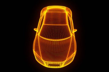 Yarış araba Hologram tel kafes. Güzel 3d render