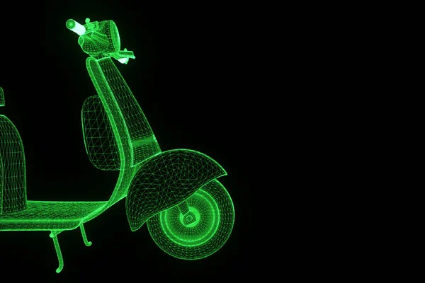 홀로그램 와이어 프레임 스타일에 Motorroller입니다. 멋진 3d 렌더링 — 스톡 사진