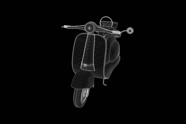 Motorroller in het Hologram Wireframe stijl. Mooie 3D-Rendering — Stockfoto