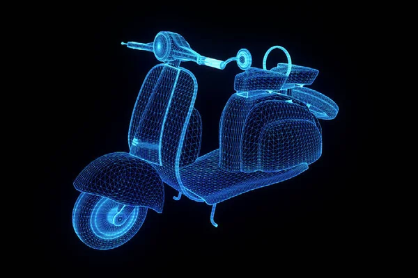 Мотоциклист в стиле голограммы Wireframe. Nice 3D Rendering — стоковое фото
