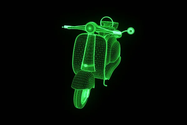 Motorroller em holograma Wireframe Style. Boa renderização 3D — Fotografia de Stock