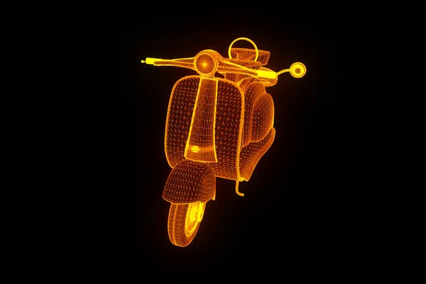 Motorroller i hologrammet Wireframe stil. Fina 3d-Rendering — Stockfoto