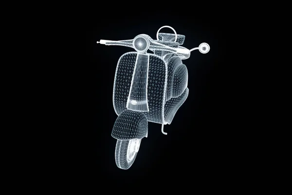 Motorroller με ολόγραμμα Wireframe στυλ. Ωραία 3d Rendering — Φωτογραφία Αρχείου
