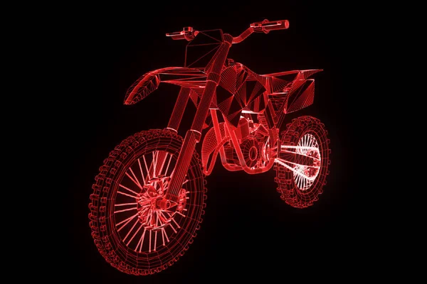 Motorbike in Hologram Wireframe Style. Nice 3D Rendering