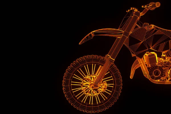 Motosiklet Hologram tel kafes tarzı. Güzel 3d render — Stok fotoğraf