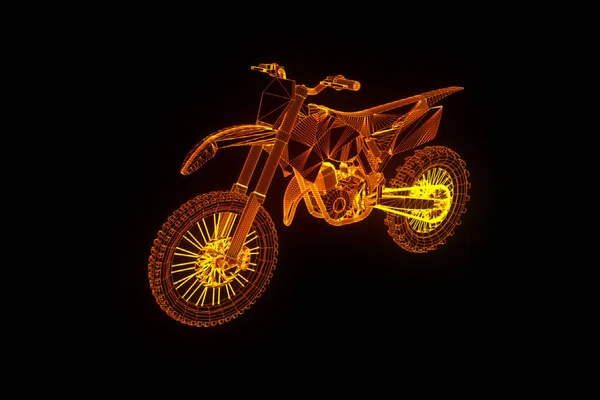 Motosiklet Hologram tel kafes tarzı. Güzel 3d render — Stok fotoğraf