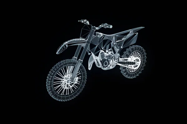 Moto en Holograma Wireframe Style. Niza 3D Rendering — Foto de Stock