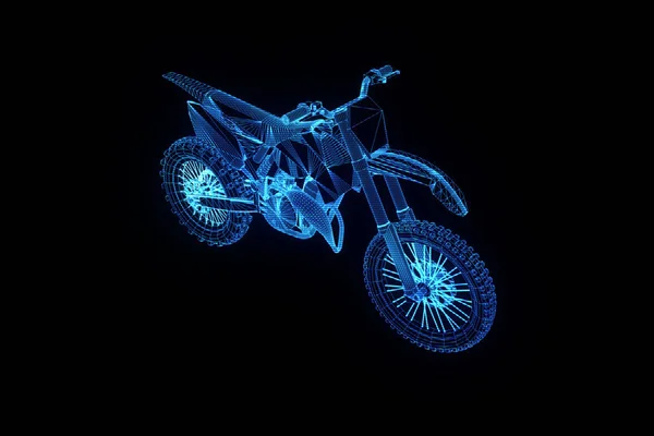 Motorcykel i hologrammet Wireframe stil. Fina 3d-Rendering — Stockfoto