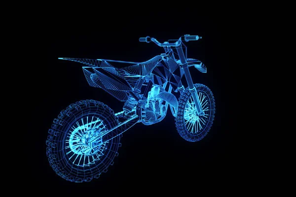 Motor in Hologram Wireframe stijl. Mooie 3D-Rendering — Stockfoto