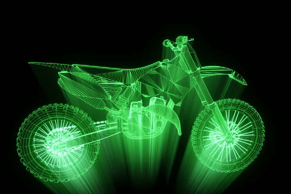 ホログラム ワイヤ フレーム スタイルのバイク。素敵な 3 d レンダリング — ストック写真