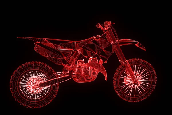 Motosiklet Hologram tel kafes tarzı. Güzel 3d render — Stok fotoğraf