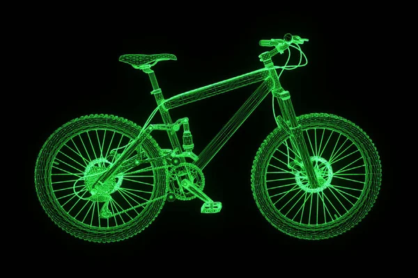 Rower górski w stylu model szkieletowy Hologram. Ładne renderowania 3d — Zdjęcie stockowe